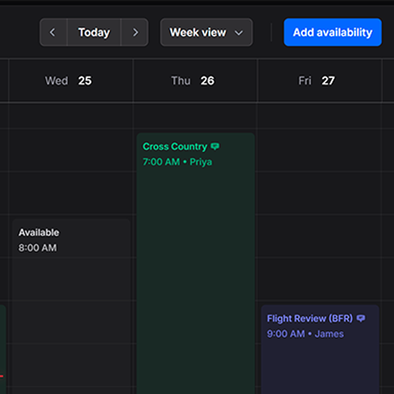 Instructor Availability SoloCFI | The Command Center for Independent CFIs